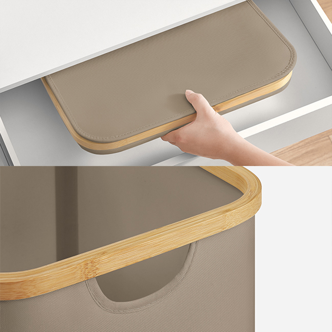 Składany kosz na pranie Spacetronik SFFL0012_V2 beżowy łatwy montaż