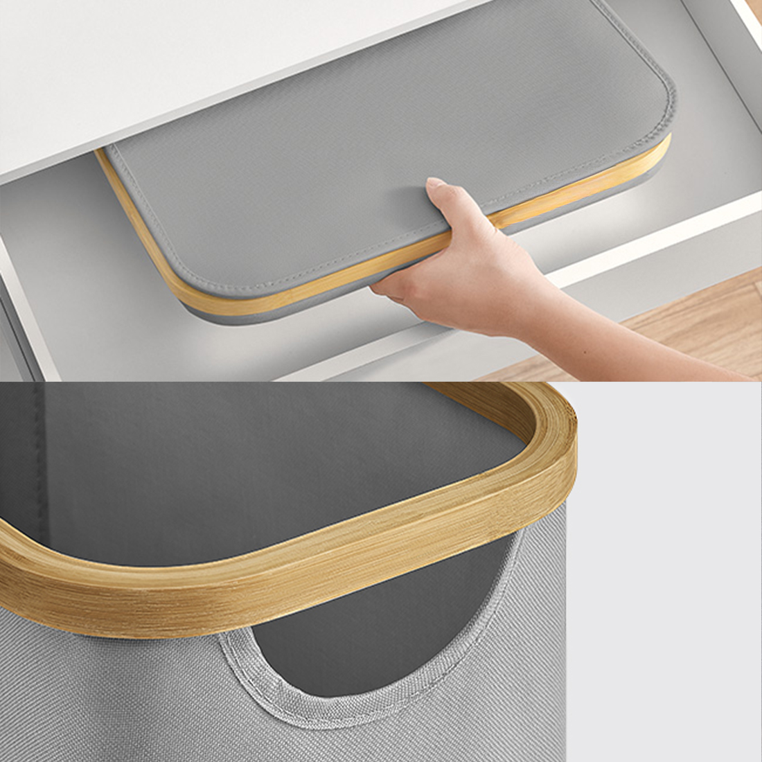 Składany kosz na pranie Spacetronik SFFL0012_V4 szary łatwy montaż