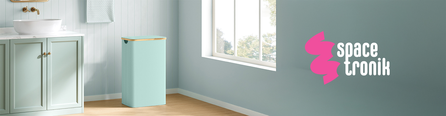 Składany kosz na pranie Spacetronik SFFL0012_V5 miętowy 90 litrów z pokrywą bambusową