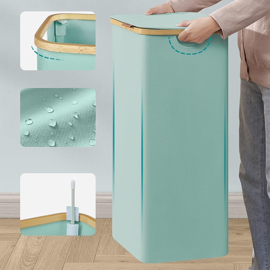 Materiał Oxford 600D kosz na pranie Spacetronik SFFL0012_V5 miętowy