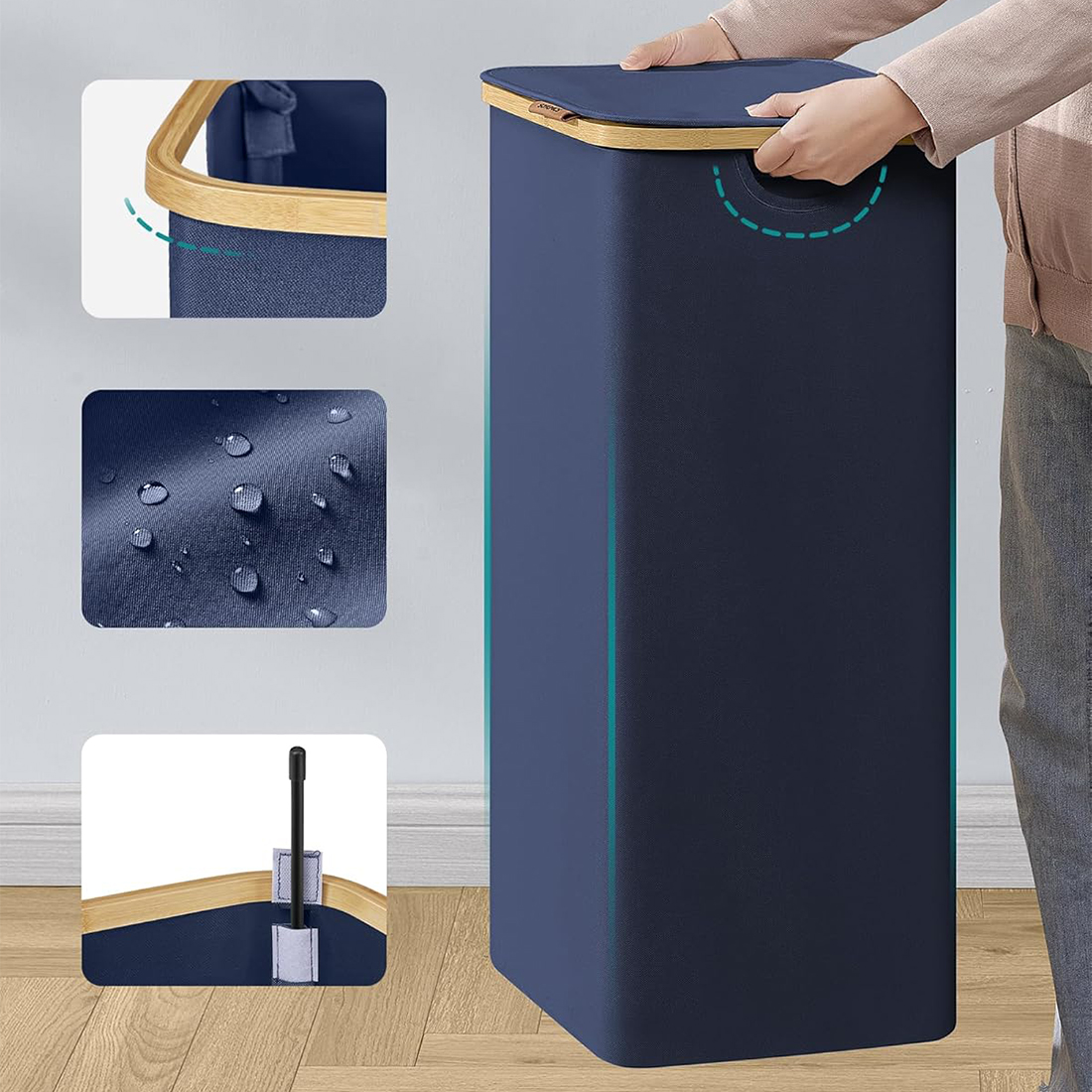 Materiał Oxford 600D kosz na pranie Spacetronik SFFL0012_V6 granatowy