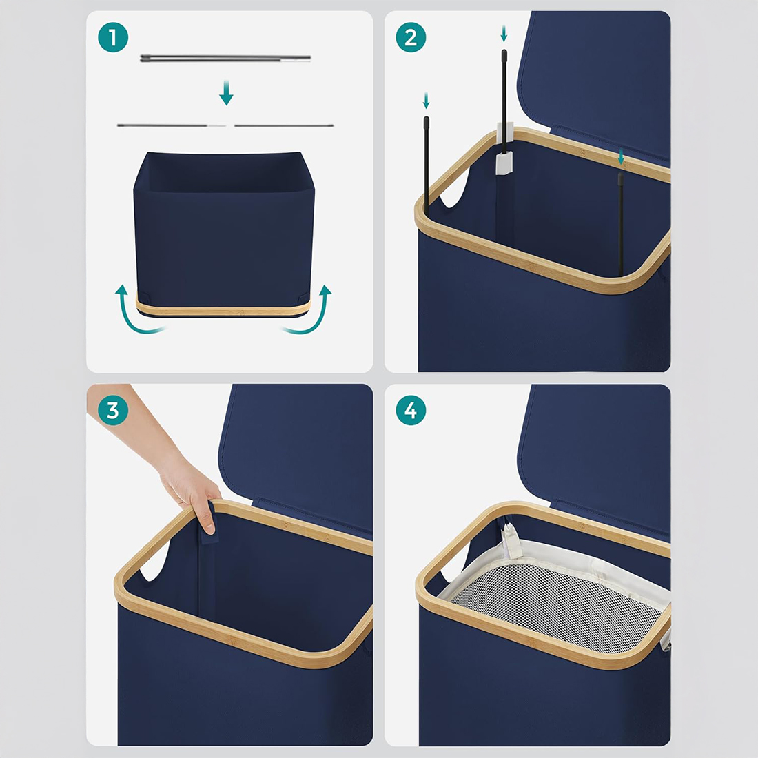 Składany kosz na pranie Spacetronik SFFL0012_V6 granatowy łatwy montaż