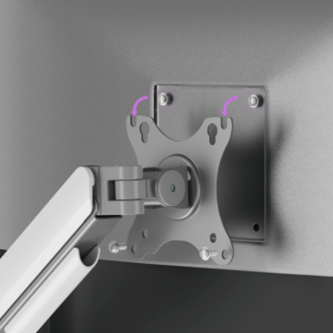 Białe ramię do monitora z maskownicą kabli Spacetronik SPA113S