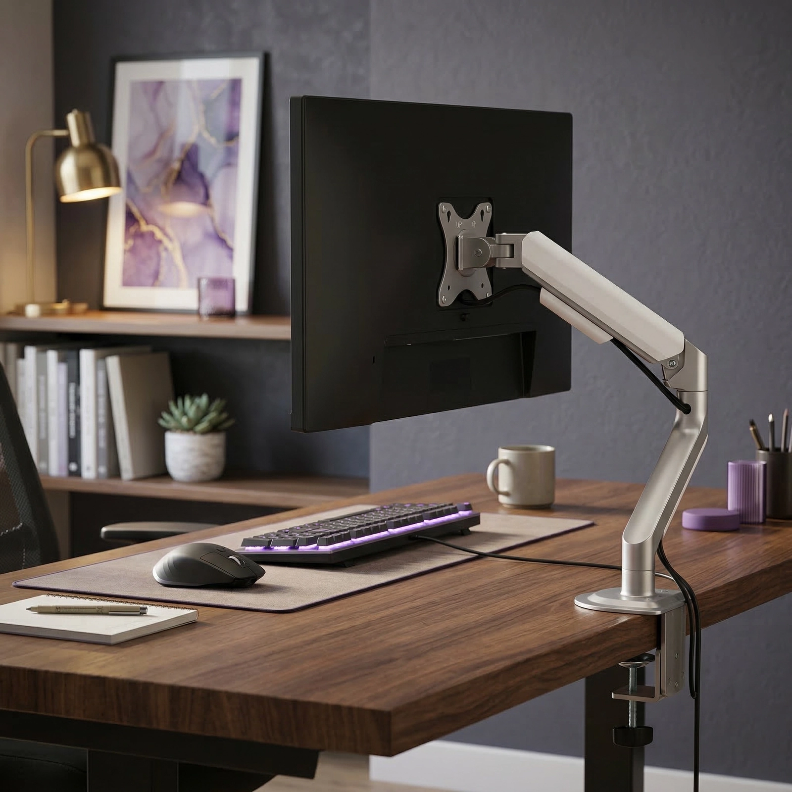 Elegancki uchwyt do monitora ze sprężyną mechaniczną Spacetronik SPA113S