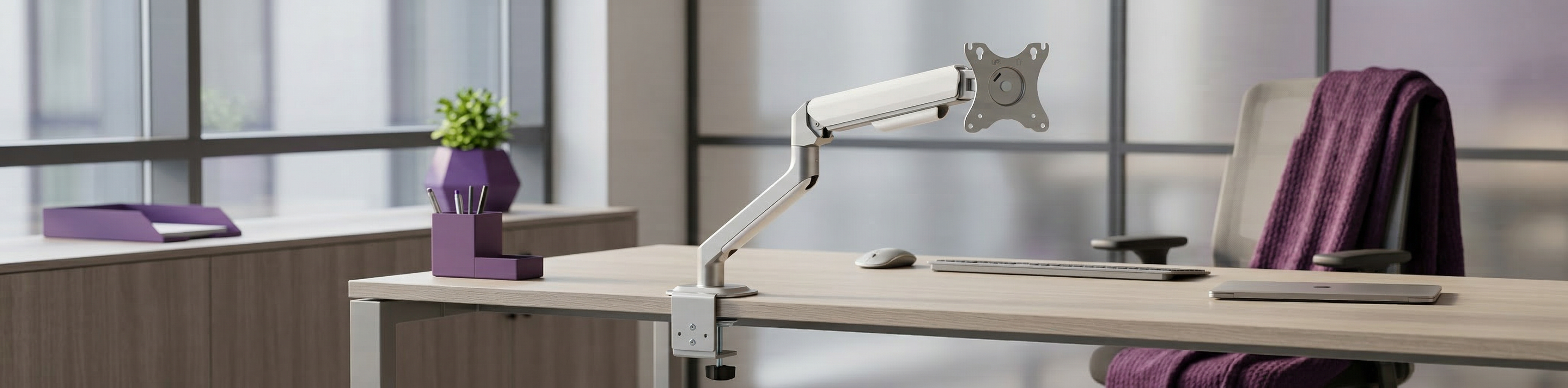 Nowoczesne ramię do monitora Spacetronik SPA113S w stylu clean desk