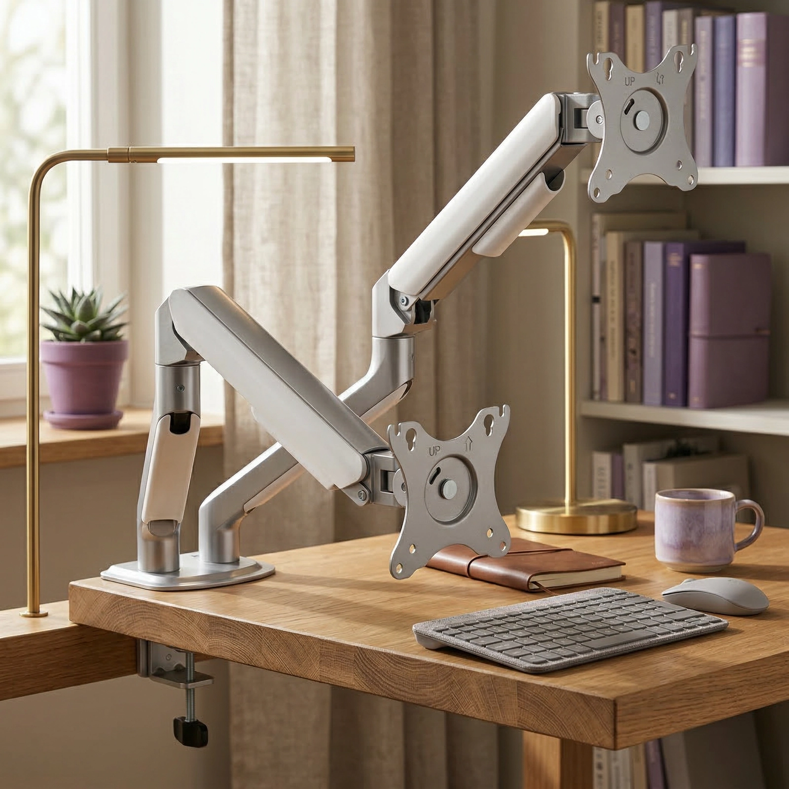 Ergonomiczne podwójne ramię do monitora Spacetronik SPA123S dbające o zdrowy kręgosłup