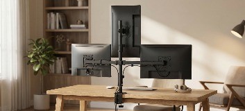 Stalowy uchwyt biurkowy na trzy monitory Spacetronik SPA132