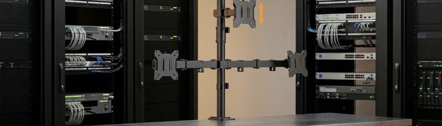 Uchwyt biurkowy na 3 monitory Spacetronik SPA132 w układzie piramidalnym