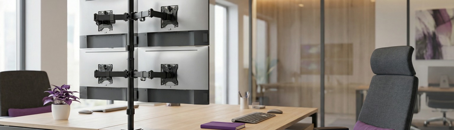 Uchwyt biurkowy na 4 monitory Spacetronik SPA140 ramię przegubowe