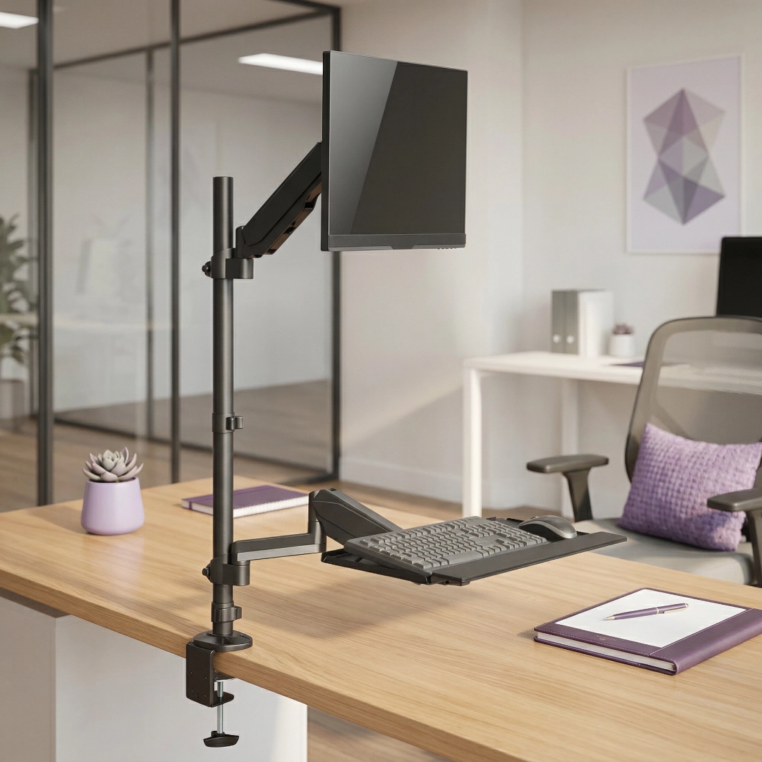 Konwerter biurkowy sit-stand Spacetronik SPAG210 ze sprężyną gazową