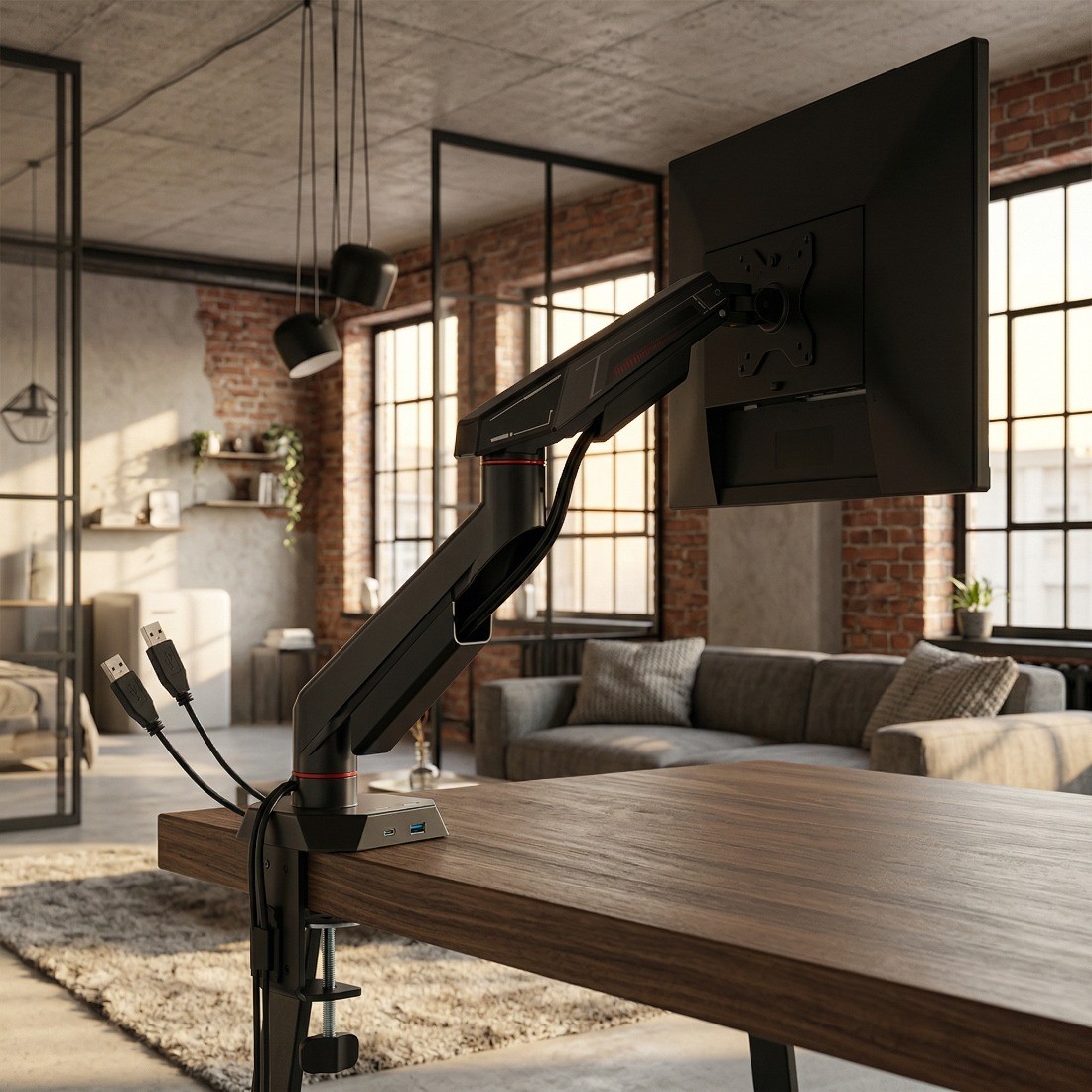 Wewnętrzny mechanizm sprężyny mechanicznej w nowoczesnym ramieniu do monitora