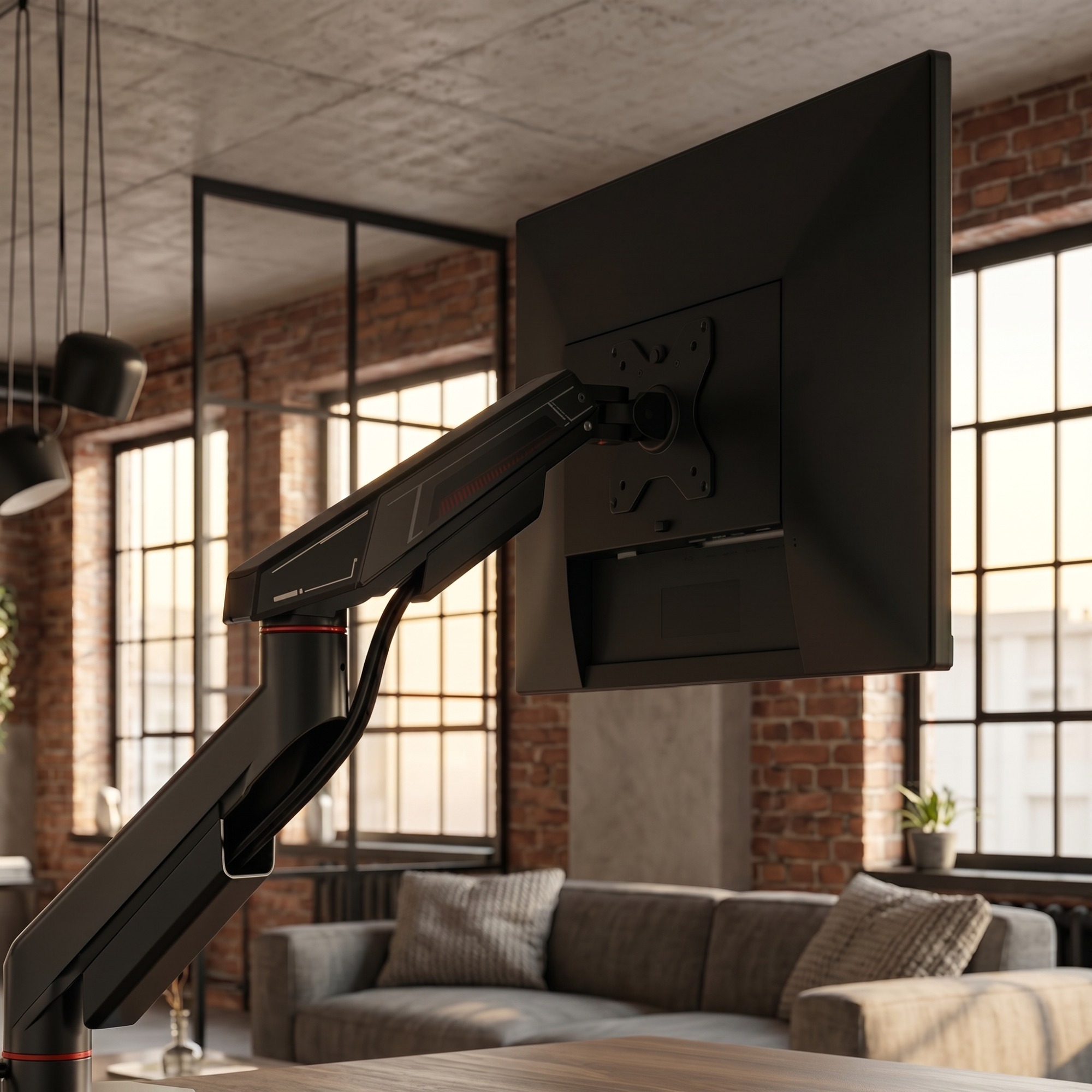 Wewnętrzny mechanizm sprężyny mechanicznej w nowoczesnym ramieniu do monitora