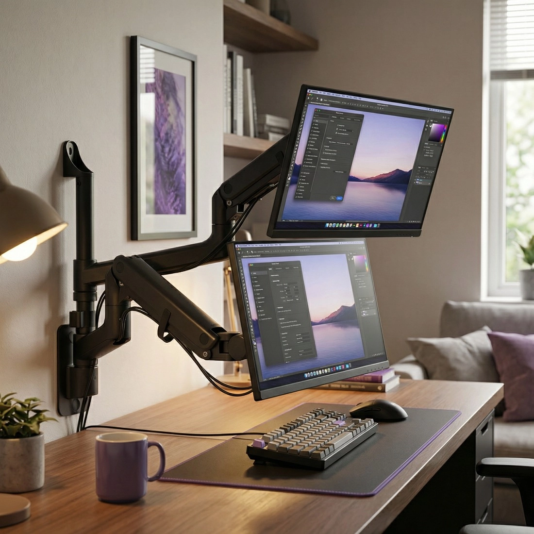 Ramię ścienne Spacetronik SPAWG114 utrzymujące ciężki monitor ultrawide Samsung Odyssey G9