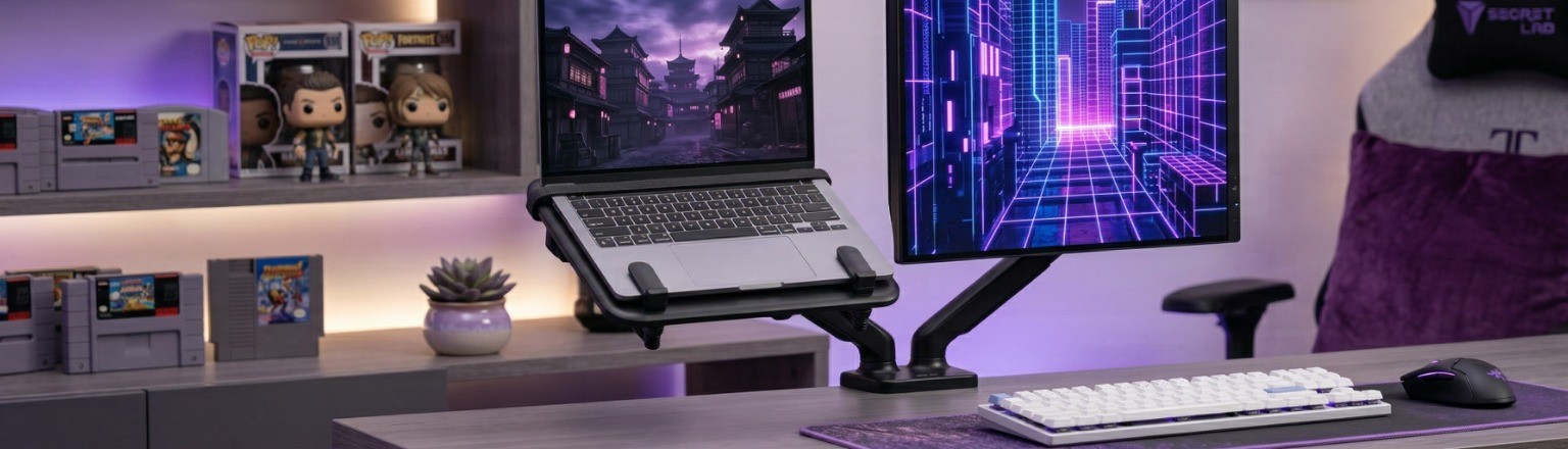 Uniwersalny uchwyt na laptopa do ramienia VESA Spacetronik SPB016B z wentylacją