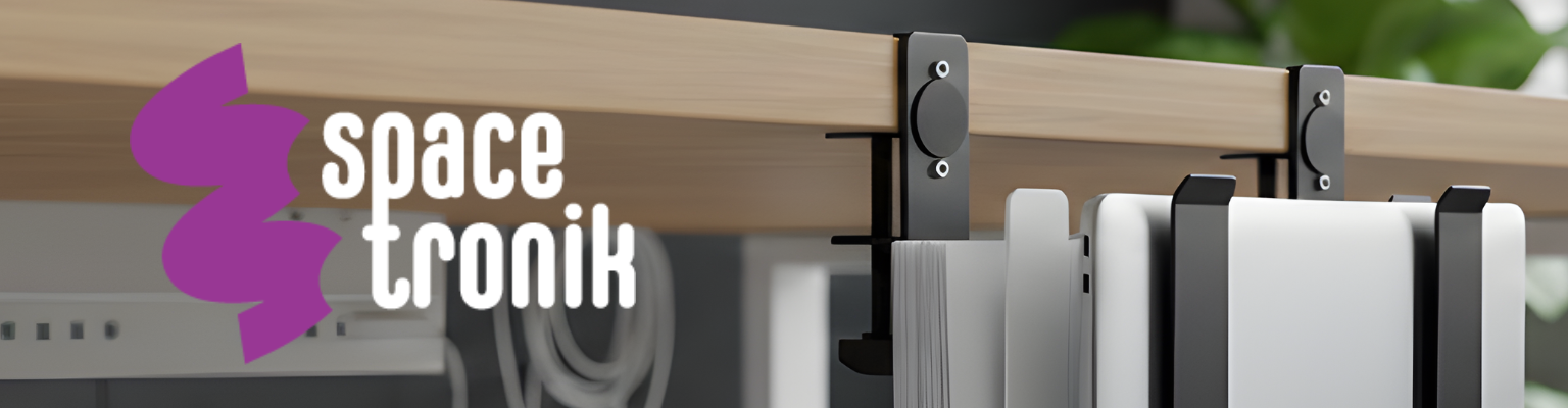 boczny organizer do biurka SPB146B czarny na zacisk 25x20x8 stal