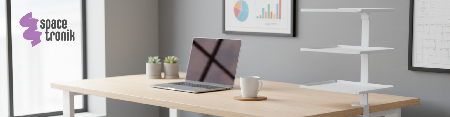 boczny organizer do biurka SPB147W biały na zacisk półki stal montaż dwukierunkowy 28x17.5x45