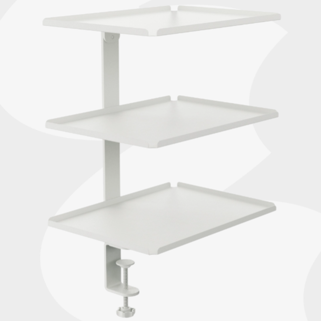 boczny organizer do biurka SPB147W biały na zacisk półki stal montaż w dwóch kierunkach