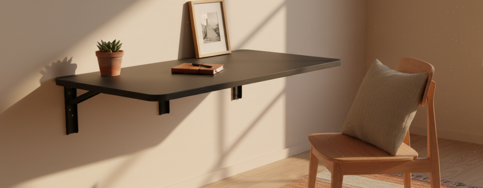 biurko składane SPB149B_100_40 czarne – do małych przestrzeni