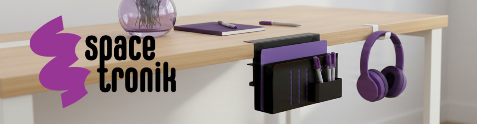 boczny organizer do biurka SPB164B czarny na zacisk 30x30x12 stal ABS