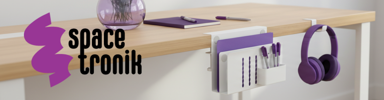 boczny organizer do biurka SPB164W biały na zacisk 30x30x12 stal ABS