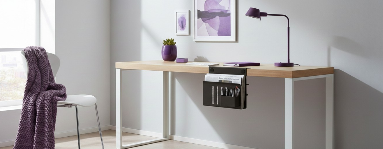 boczny organizer do biurka SPB164B czarny na zacisk – porządek na stanowisku