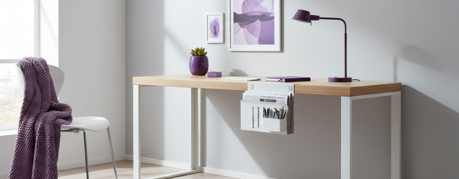 boczny organizer do biurka SPB164W biały na zacisk – porządek na stanowisku