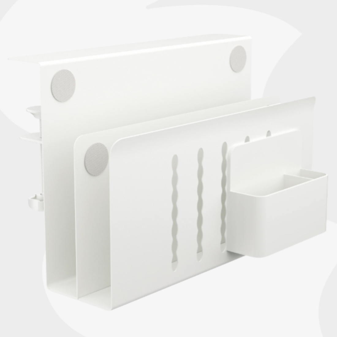 boczny organizer do biurka SPB164W biały montaż na zacisk przechowywanie laptopa książek
