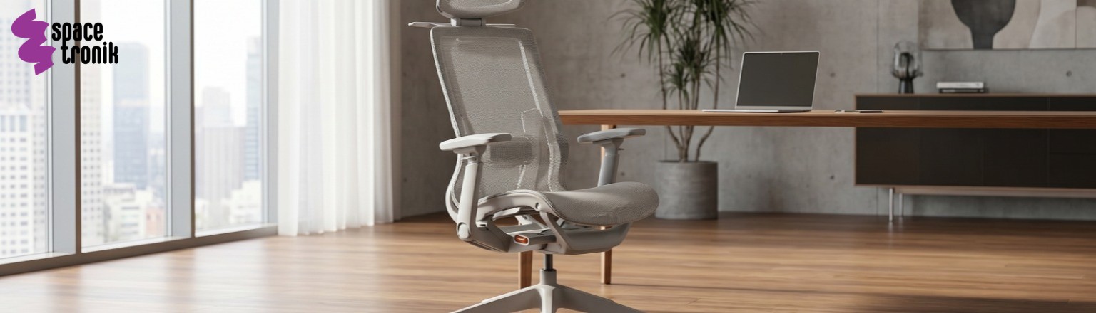 Szary fotel ergonomiczny z siatki SPC-CLOUD-01