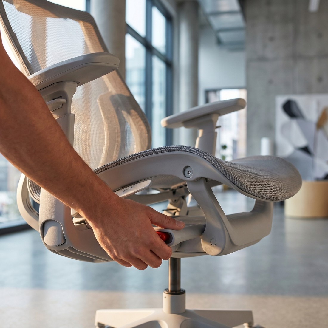 Mechanizm regulacji oporu bujania w ergonomicznym fotelu biurowym