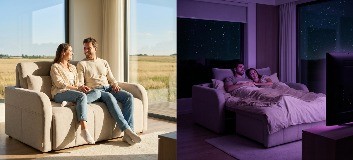 Elektrický rozkladací gauč Power Sleeper Sofa SPC-FLAX-20_13_V1 s diaľkovým ovládačom vo farbe Greige Latte