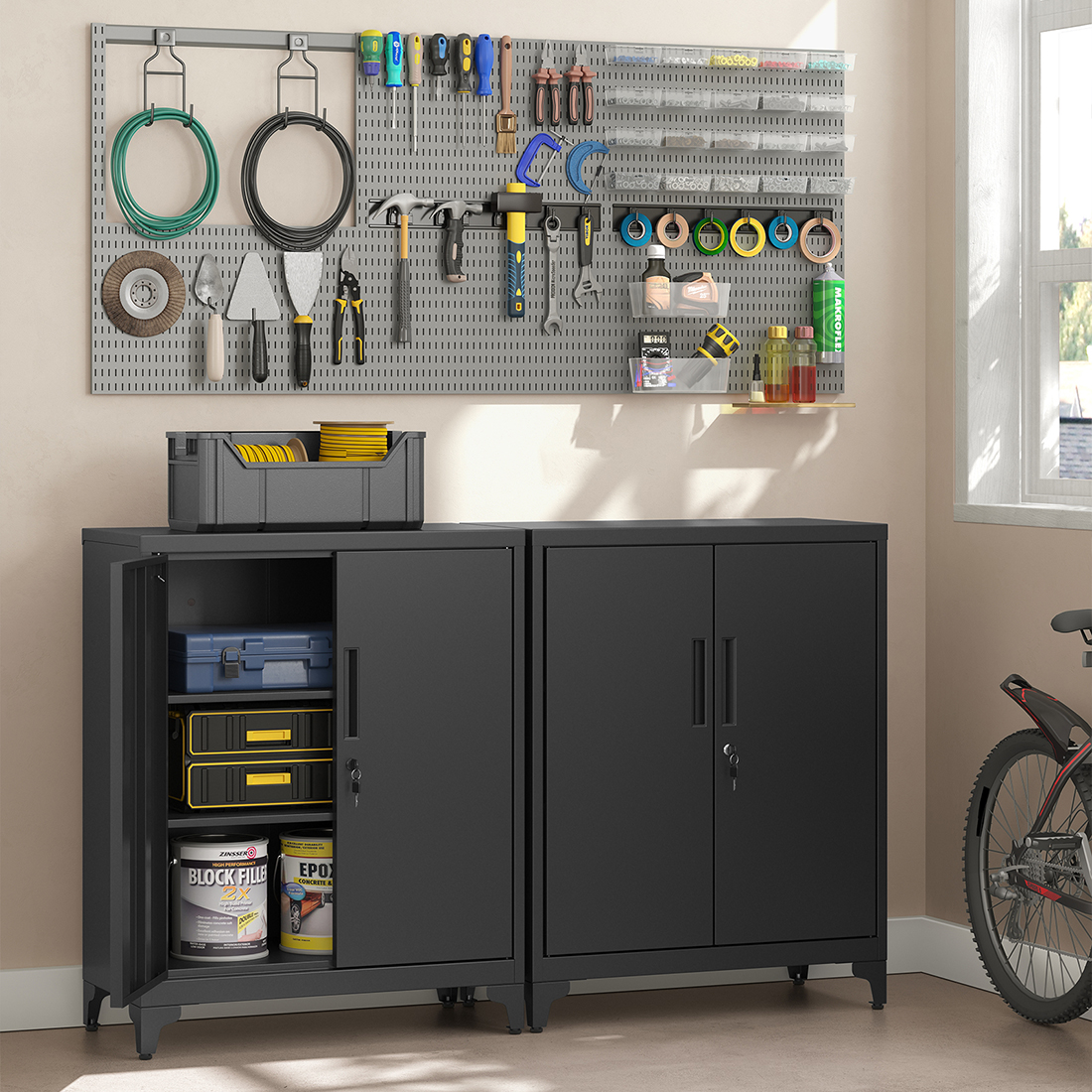 Metalowa szafka Spacetronik SPC160B czarny prosty design