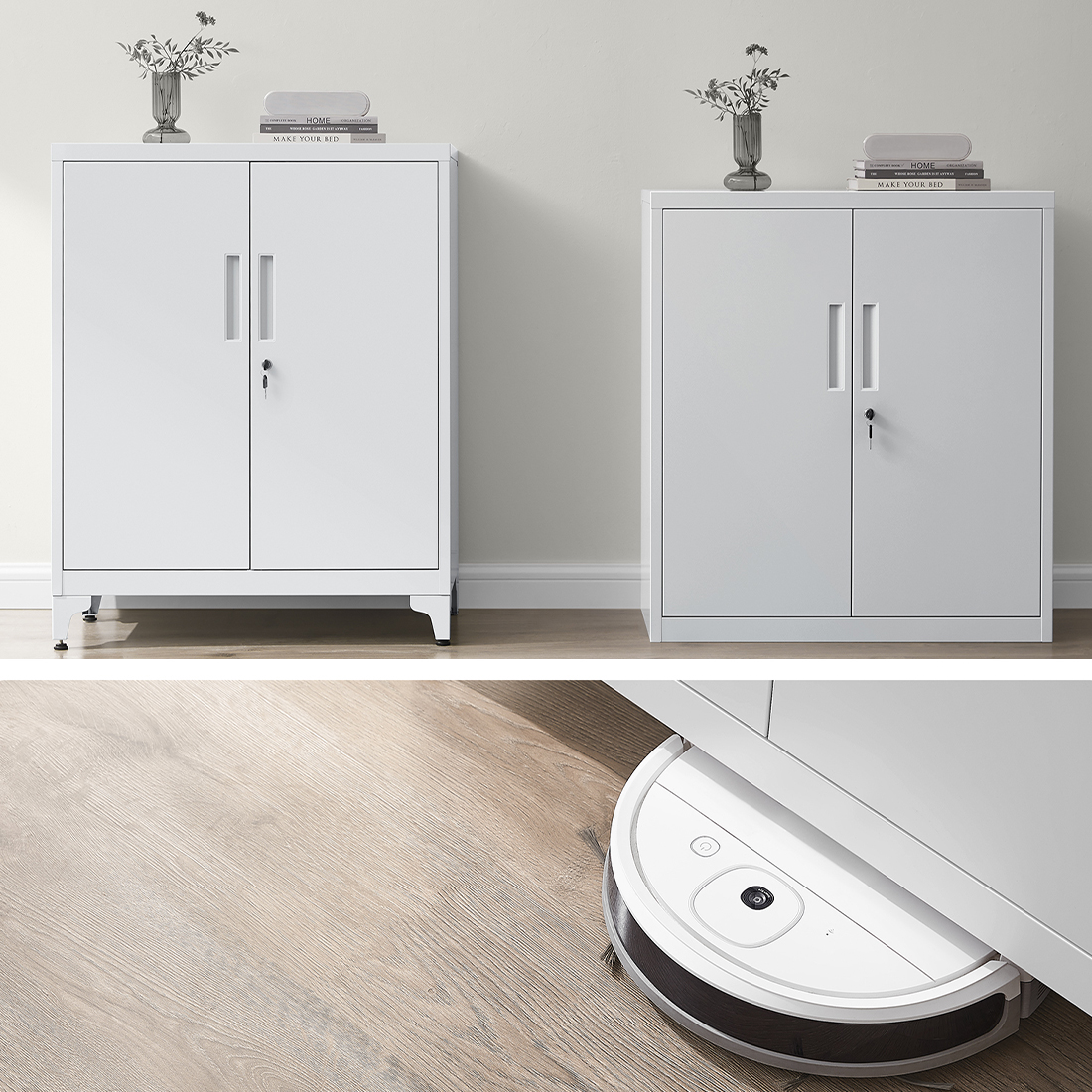 Regulowane nóżki metalowej szafki Spacetronik SPC160G