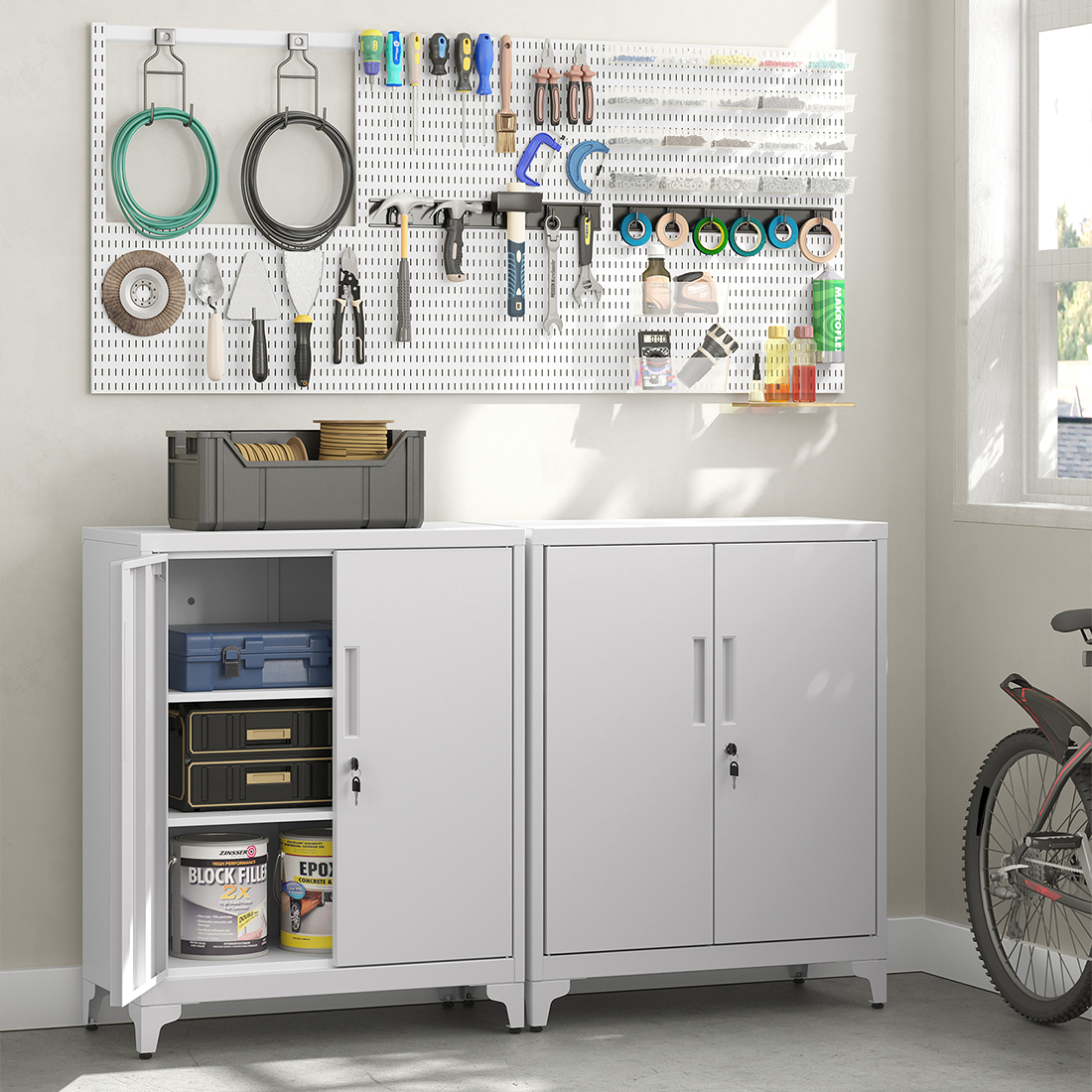 Metalowa szafka Spacetronik SPC160G szary prosty design