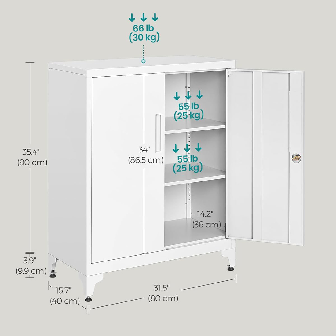 Wymiary metalowej szafki Spacetronik SPC160W