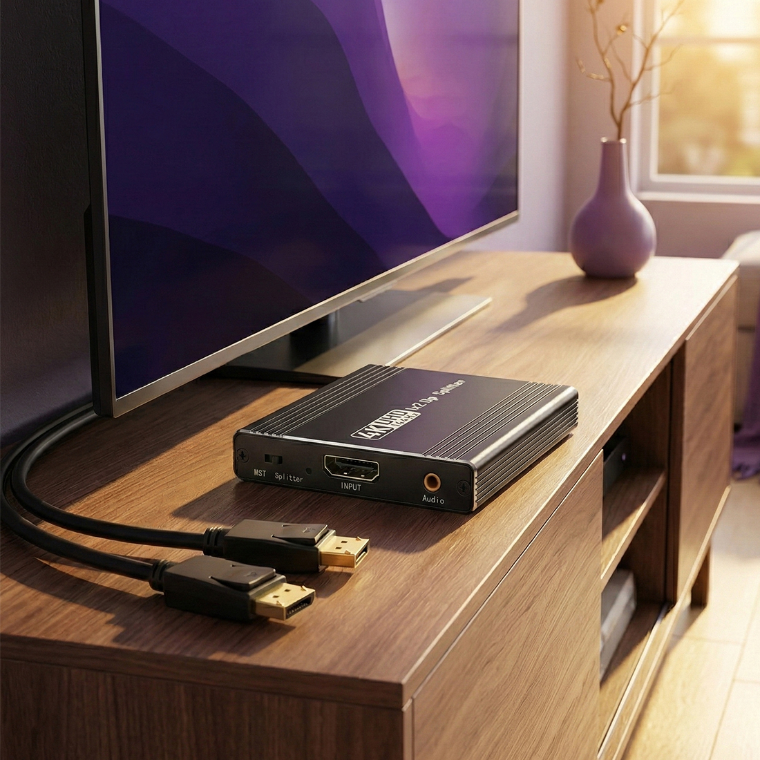 displayport splitter 1x2, splitter dp 4k 144hz, displayport mst splitter, dp splitter z audio, splitter displayport 1.4, rozdzielacz displayport 4k, dp splitter dwa monitory, splitter displayport hdcp