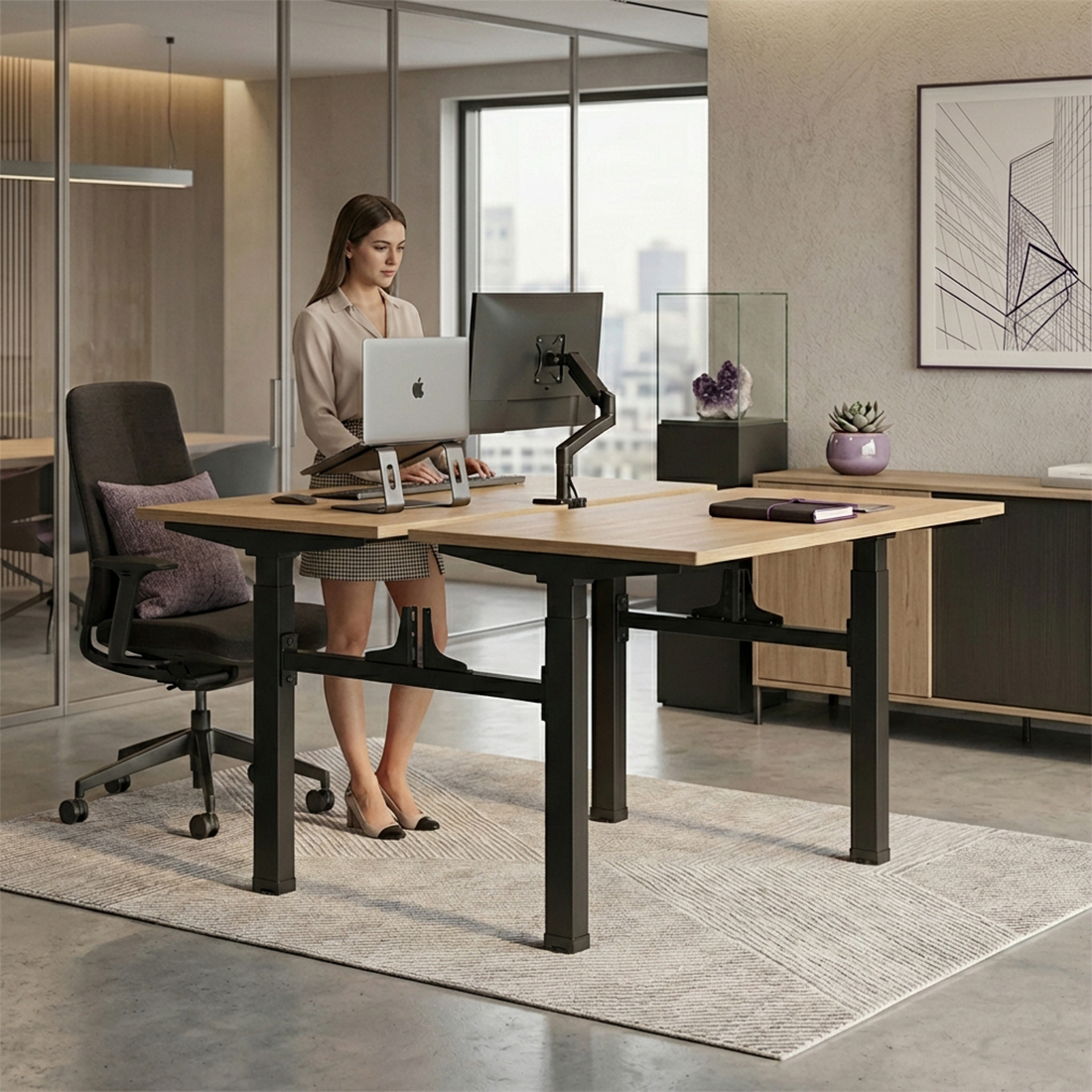 Ergonomiczne stanowisko pracy bench dla dwóch osób Spacetronik