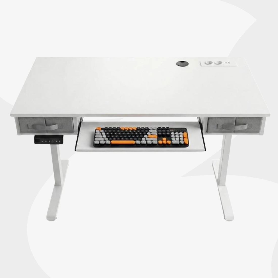 biurko stojące SPEF122WW_120_60 120x60 białe regulacja wysokości szuflada soft-close półka na klawiaturę