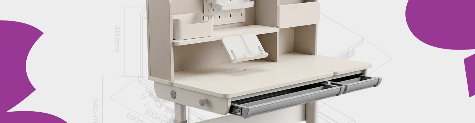 biurko z regulacją wysokości dla dzieci kość słoniowa