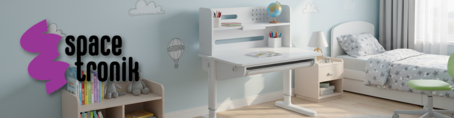 biurko dziecięce regulowane z pochylanym blatem i półką