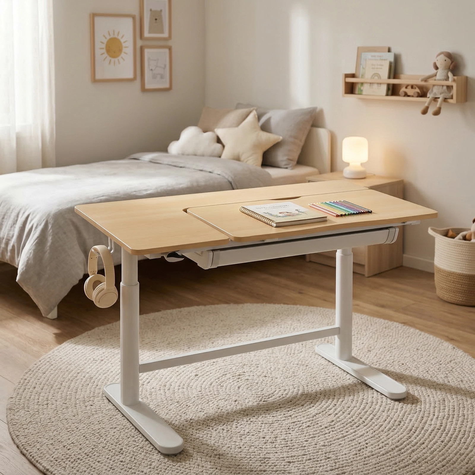 Versteckte Schublade und Haken für den Rucksack