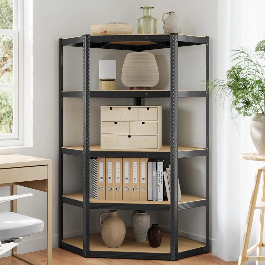 Regał narożny industrialny loft do biura i garażu Spacetronik