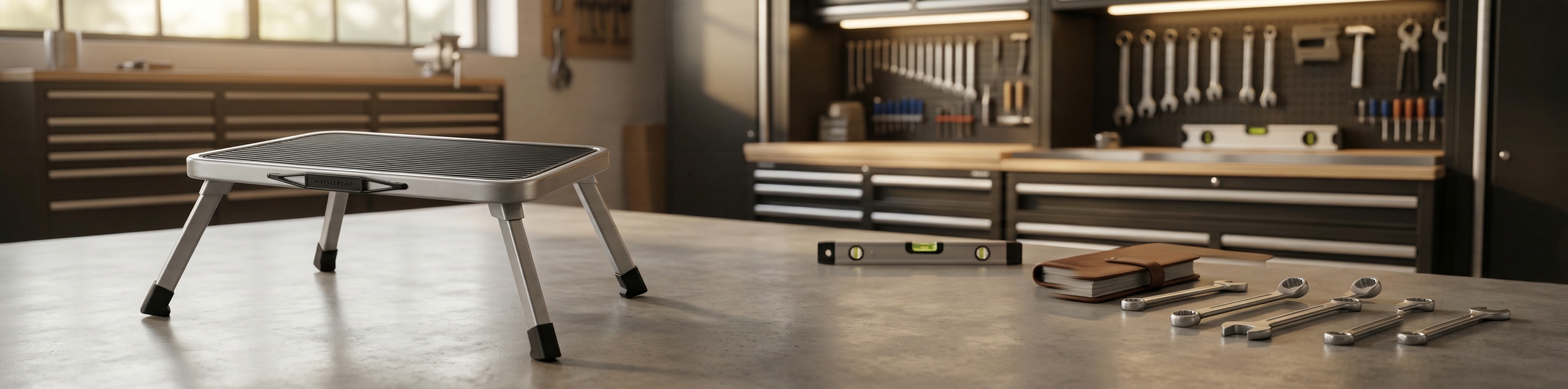 Klappbarer 1-stufiger Stahltitt SPACETRONIK SPG210B in grauer Farbe