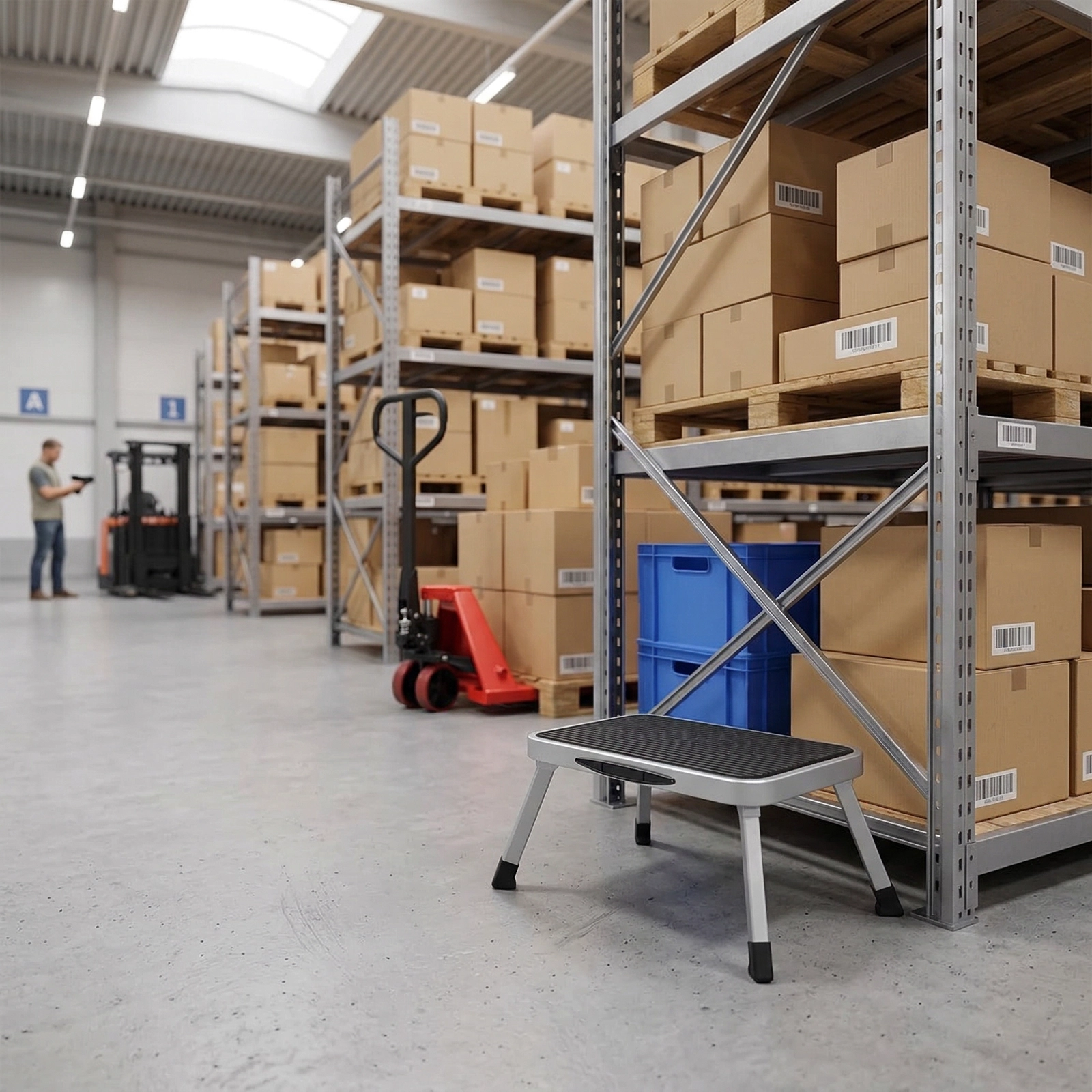 Multifunktionaler klappbarer 1-stufiger Tritt SPACETRONIK SPG210B in grauer Farbe