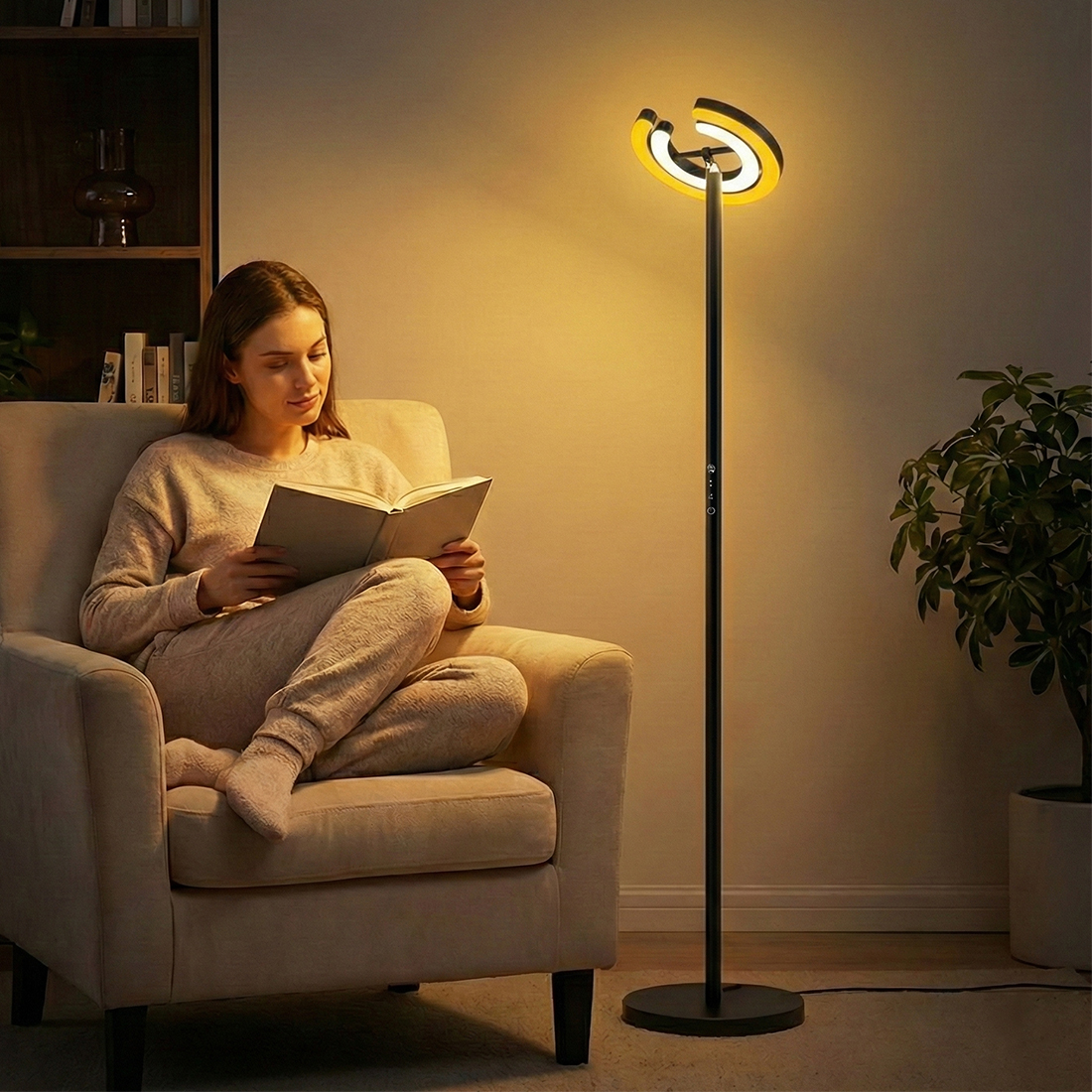 lampa podłogowa led bezcieniowa glow d10, lampa stojąca do pracy, lampa led do biura, lampa z podwójnym światłem, nowoczesna lampa podłogowa, lampa do czytania, lampa z pilotem, lampa led premium, oświetlenie ergonomiczne