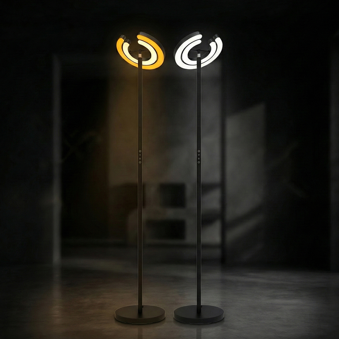 lampa led z regulacją barwy, lampa podłogowa 1900k 6500k, lampa stojąca do pracy, lampa do biura led, nowoczesne oświetlenie wnętrz, lampa do salonu, lampa ergonomiczna, lampa led glow d10, światło do pracy