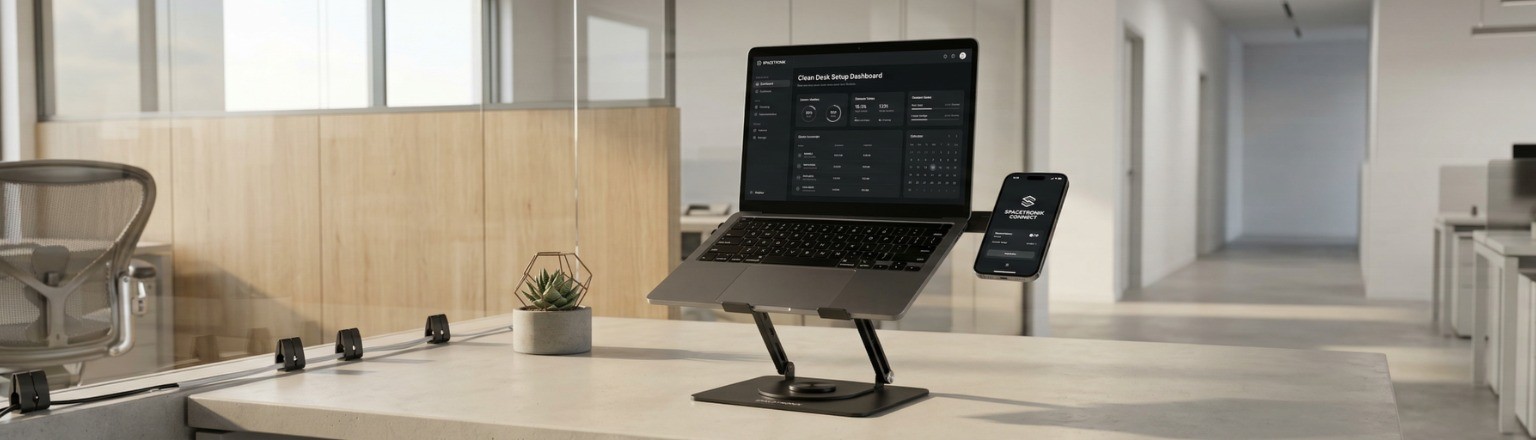Spacetronik SPP120B drehbarer Laptopständer mit magnetischer Handyhalterung