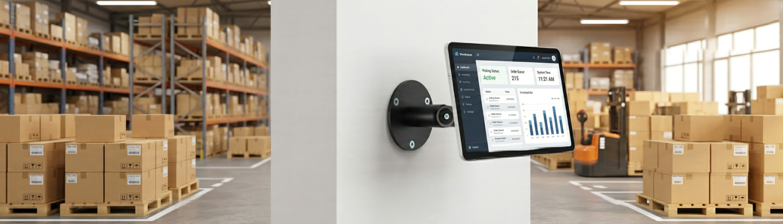 Bezramkowy uchwyt ścienny na tablet SPP129B z funkcją obrotu i zabezpieczeniem