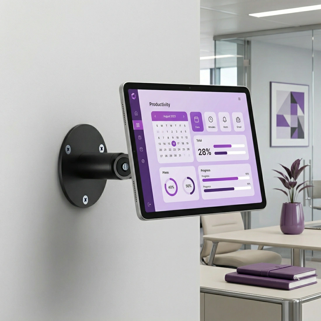 Uchwyt na tablet z blokadą antykradzieżową i systemem ukrywania kabli