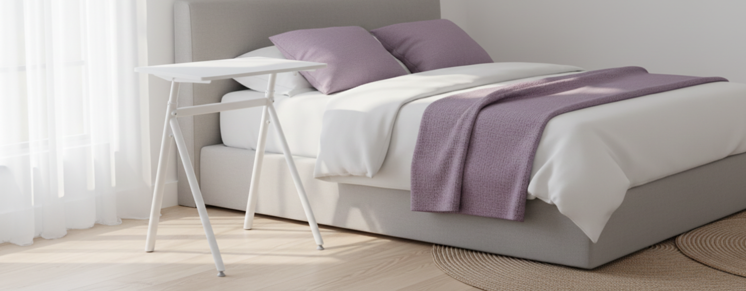 biurko stojące białe regulowane gazowo SPR-BUDDY-21-MWW 70x50 regulacja 71,6-105,2 cm dźwignia pod blatem siłownik gazowy stal PP płyta wiórowa