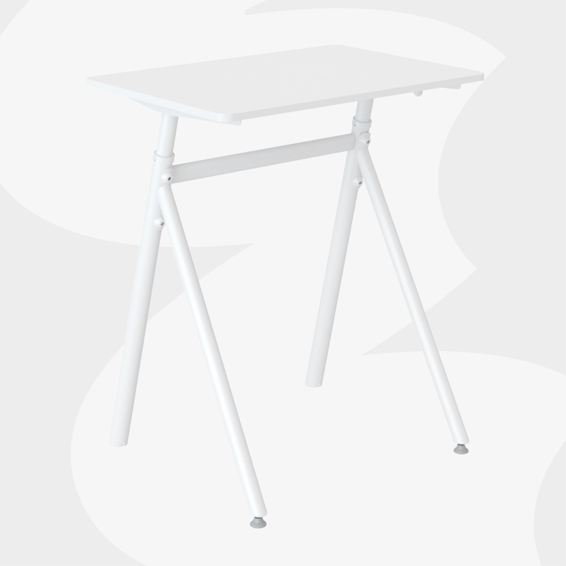 biurko stojące białe regulowane gazowo SPR-BUDDY-21-MWW 70x50 regulacja 71,6-105,2 cm dźwignia pod blatem siłownik gazowy stal PP płyta wiórowa